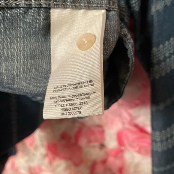 Thread & Supply Patterned Denim Button Up Sz S - Picture 4 of 5